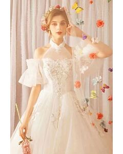 Angelic Bloom — Off-Shoulder Halter Bridal Dress