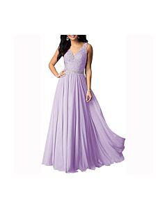 Amethyst Whisper — Rhinestone-Belt Evening Dress