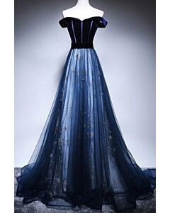 Midnight Constellation — Off-Shoulder Velvet Star Gown