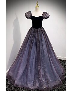 Obsidian Constellation — Shimmer Tulle Evening Gown