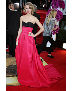 Taylor Swift Fuchsia and Black Strapless Formal Prom Dress Golden Globes 2014
