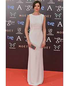 Spanish Actress White Sleeveless Sheath Formal Dress Goya Awards
