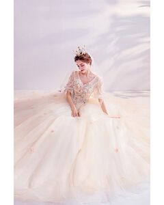 Champagne Petal Princess Tulle Ball Gown