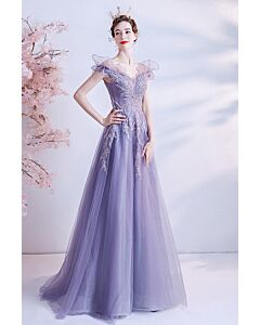 Lavender Fairywing Glitter Tulle Gown