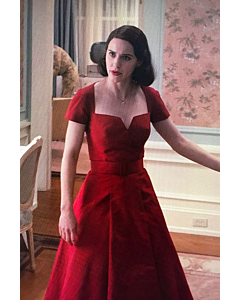 Rachel Brosnahan Red Tea-length Satin Dress The Marvelous Mrs. Maisel