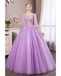 Lavender Enchanted Blossom Tulle Ball Gown