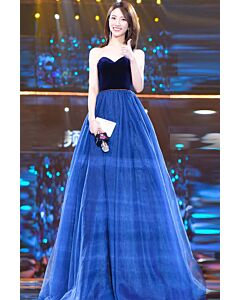 Royal Sapphire Sweetheart Velvet Ball Gown