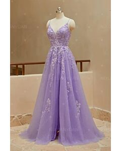 Violet Grace – Embroidered Spaghetti Strap Gown