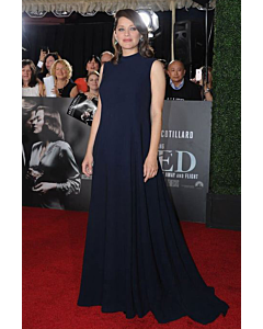 Marion Cotillard Dark Navy Maternity Formal Celebrity Dress Allied Premiere
