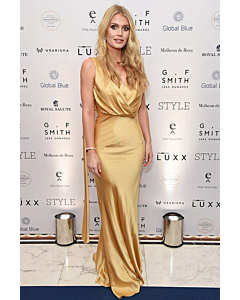 Kitty Spencer Gold Satin Formal Dress Walpole British Luxury Awards 2019