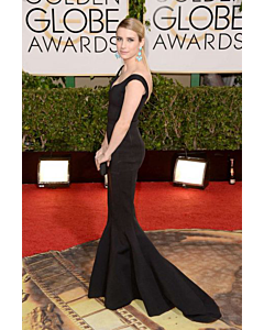 Emma Roberts Black Mermaid Formal Prom Dress Golden Globes 2014
