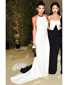 Sofia Richie White Halter Backless Formal Dress Met Gala 2015