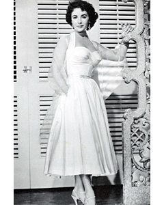 Elizabeth Taylor White Halter Vintage 1950s Dress
