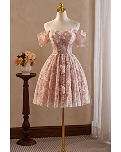 Pastel Pink A-Line Short Formal Dress