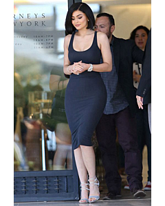 Kylie Jenner Dark Navy Blue Midi Tank Dress