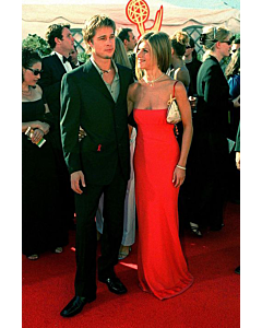 Jennifer Aniston Red Strapless Formal Evening Celebrity Dress Emmys 2000