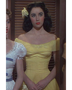 Elizabeth Taylor Yellow Off the Shoulder A-Line Celebrity Dress from Movie A Date with Judy