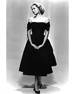 Grace Kelly Black Off the Shoulder Tea Length Vintage Celebrity Dress