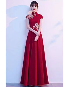 Elegant Red Chinese-Style Evening Dress