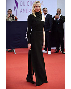Sophie Turner Black Formal Dress Deauville American Film Festival 2019
