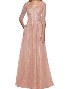 Scalloped V-Neck Tulle Floor-Length Formal Dress with 