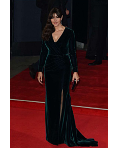 Monica Bellucci Dark Green Velvet Celebrity Dress Spectre Premiere