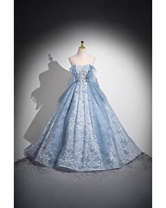 Snow Whisper – Ice Blue Embroidered Princess Dress