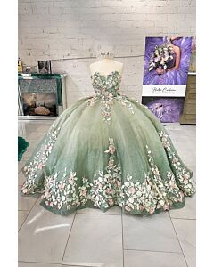 Whispering Spring – Green Gradient Flower Princess Dress