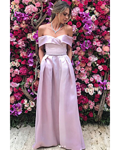 Lilac Enchantment – Off-the-Shoulder Satin Corset & Palazzo Jumpsuit