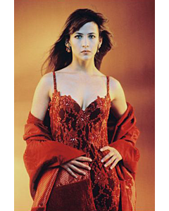 Scarlet Intrigue – Sophie Marceau Black & Red Lace Corset Gown
