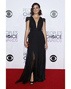 Midnight Elegance – Cote de Pablo Inspired Black Sheer Formal Dress