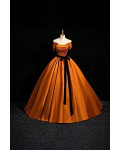 Amber Flame – Off-Shoulder Satin Ball Gown