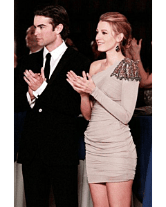 Blake Lively Inspired Beige One-shoulder Cocktail Party Celebrity Dress Gossip Girl