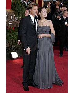 Silver Whisper – Angelina Jolie Golden Globes 2007–Inspired Strapless Draped Chiffon Gown