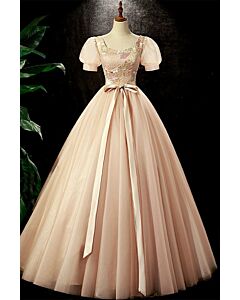 Floral Embroidered Bodice & Satin Bow Waist