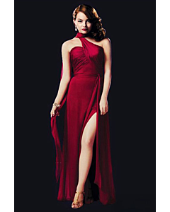 Scarlet Siren – Gangster Squad–Inspired Red Draped One-Shoulder Chiffon Gown