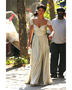 Moonlight Serenade – Gossip Girl–Inspired Silver Cap-Sleeve Draped Chiffon Gown