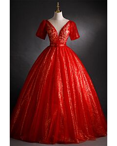 Blush Off-Shoulder Glitter Tulle Evening Gown – Sweetheart A-Line