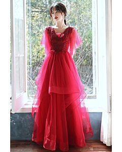 Cherry Blossom Capelet Evening Gown