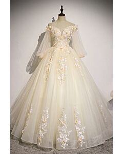 Aurelia Floral-Embroidered Ballgown