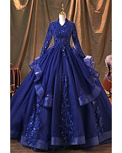 Imperial Sapphire Cascade Ballgown