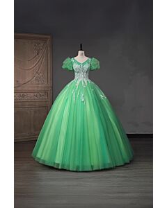 Dewlight Dream – Shimmering Emerald Evening Dress