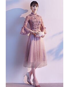 Garden Glow Mandarin-Collar Dress