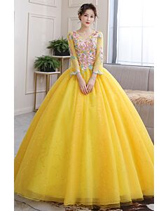 Marigold Sparkle V-Neck Princess Gown