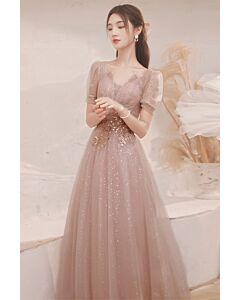 Mauve Moonlight Glitter A-Line Dress