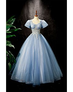 Frosted Whisper – Blue Sparkle Ball Gown