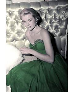 Grace Kelly Emerald Green Chiffon Strapless 1950s Celebrity Formal Evening Dress