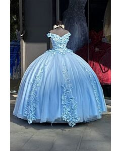 Moonlit Garden – Blue Embroidered Gown