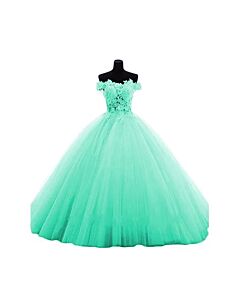 Azure Whisper – Off-Shoulder Tulle Dress