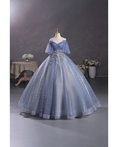 Twilight Bloom – Elegant Off-Shoulder Dress